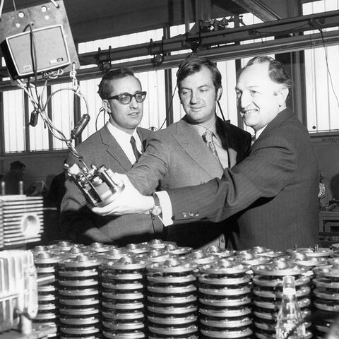 Karl Pötzlberger, Laurent Beaudoin y Helmut Rothe (Archives, Museum ofIngenuity J. Armand Bombardier)